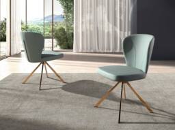 Angel Cerda Light Green Leatherette Swivel Dining Chair with Rose - thumbnail 3