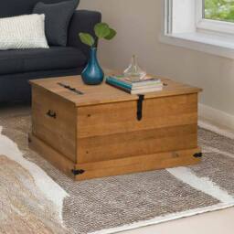 Berkfield Home Storage Chest HALDEN 91x91x47 cm Solid Wood Pine in Brown - Size: 91 x 91 x 47 cm - thumbnail 2