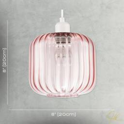Happy Homewares Contemporary Glass Wide Ribbed Square Pendant Light Shade in Pink - thumbnail 7
