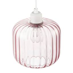 Happy Homewares Contemporary Glass Wide Ribbed Square Pendant Light Shade in Pink - thumbnail 3