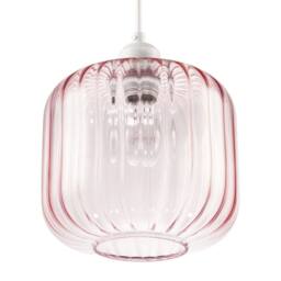 Happy Homewares Contemporary Glass Wide Ribbed Square Pendant Light Shade in Pink - thumbnail 4