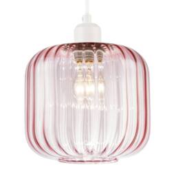 Happy Homewares Contemporary Glass Wide Ribbed Square Pendant Light Shade in Pink - thumbnail 2