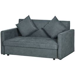 HOMCOM Modern Snow Flannel Loveseat Sofa Sleeper with 2 Cushions, Dark Grey