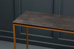 Orsina Black Marble Console Table, Rectangular Black Marble Top on Matte Gold Iron Frame, Geometric Modern Console - thumbnail 3