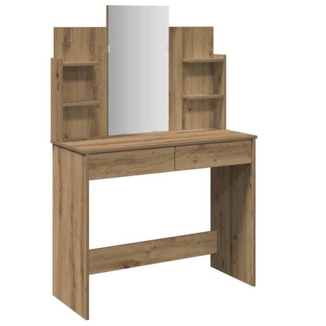 Berkfield Home Dressing Table with Mirror Artisan Oak 96x39x142 cm in Brown - Size: 96 x 39 x 142 cm - image 1