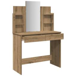Berkfield Home Dressing Table with Mirror Artisan Oak 96x39x142 cm in Brown - Size: 96 x 39 x 142 cm - thumbnail 7