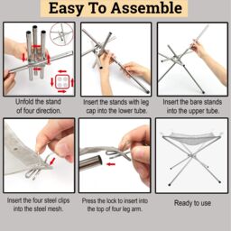 Shatchi Portable Fire Pit for Outdoor Camping, 42CM Foldable Stainless Steel Mesh Fire Pit with Heat Resistant Gloves & Carrying Bag in Silver - thumbnail 7