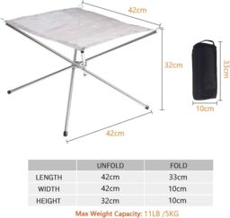 Shatchi Portable Fire Pit for Outdoor Camping, 42CM Foldable Stainless Steel Mesh Fire Pit with Heat Resistant Gloves & Carrying Bag in Silver - thumbnail 4