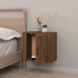 Berkfield Home Elegant Wall-mounted Bedside Cabinet Brown Oak 50x30x47 cm - Size: 50 x 30 x 47 cm - thumbnail 1