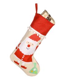 Dibor Set of 4 Natural Santa Claus Pom Pom Tree Christmas Gift Bag Stocking - Size: 4 Pack - thumbnail 2