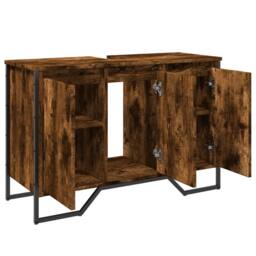 Berkfield Home Bathroom Sink Cabinet Smoked Oak 91x35x60 cm Engineered Wood - Size: 91 x 35 x 60 cm - thumbnail 8