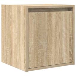 Berkfield Home Durable Wall-Mounted Bedside Cabinet Sonoma Oak 38x34x40 cm in Light Oak - Size: 38 x 34 x 40 cm - thumbnail 3