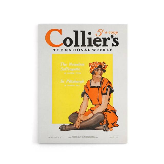 "Artery8 Vintage Magazine Cover Suffragette Vote Canvas Wall Art Print in Yellow - Size: W18"" x H24""" - image 1