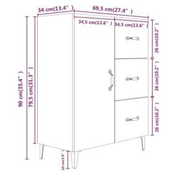 Berkfield Home Sideboard Sonoma Oak 69.5x34x90 cm Engineered Wood in Light Brown - thumbnail 9