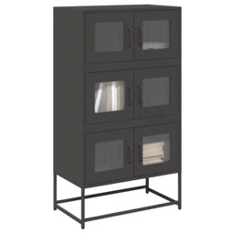 Berkfield Home Highboard Black 68x39x123 cm Steel - Size: 68 x 39 x 123 cm - thumbnail 1