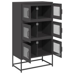 Berkfield Home Highboard Black 68x39x123 cm Steel - Size: 68 x 39 x 123 cm - thumbnail 6