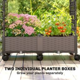 OUTSUNNY Raised Garden Bed with Arch Trellis, Plastic Raised Bed for Garden in Black - thumbnail 5