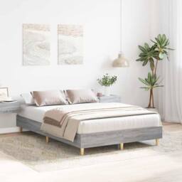 Berkfield Home Bed Frame No Mattress Grey Sonoma 140x190 cm Engineered Wood - thumbnail 3