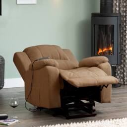 Artemis Home Ellington Boucle Fabric Electric Lift Assist Recliner with Massage & Heat in Light Brown - thumbnail 3
