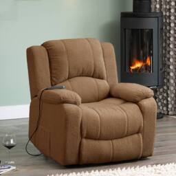 Artemis Home Ellington Boucle Fabric Electric Lift Assist Recliner with Massage & Heat in Light Brown - thumbnail 1