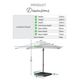 FurnitureboxUK Cantilever Square Outdoor Parasol & Base in Cream - thumbnail 8