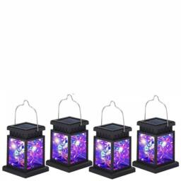 Havendro 4Pcs Solar LED Hanging Lantern Lights Waterproof Garden in Black - thumbnail 1