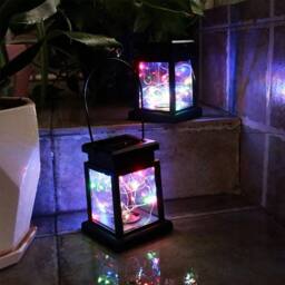 Havendro 4Pcs Solar LED Hanging Lantern Lights Waterproof Garden in Black - thumbnail 3
