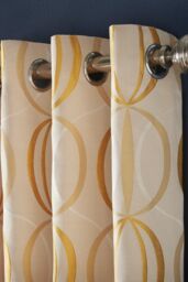 Alan Symonds Omega Lined Eyelet Ring Top Curtains in Yellow - Size: 168 cm width x 183 cm drop - thumbnail 2