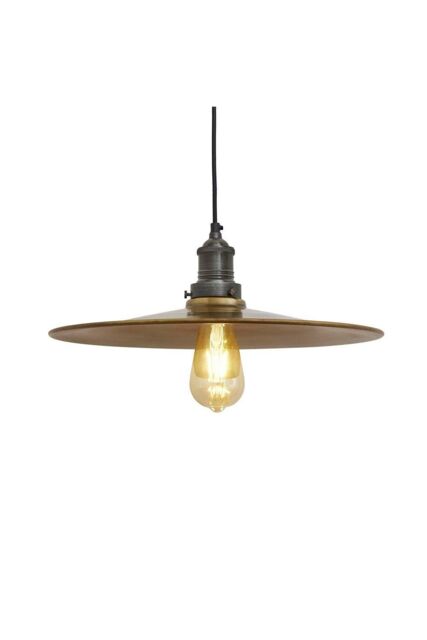 Industville Brooklyn Flat Pendant, 15 Inch, Brass, Pewter Holder in Bronze - image 1