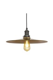 Industville Brooklyn Flat Pendant, 15 Inch, Brass, Pewter Holder in Bronze