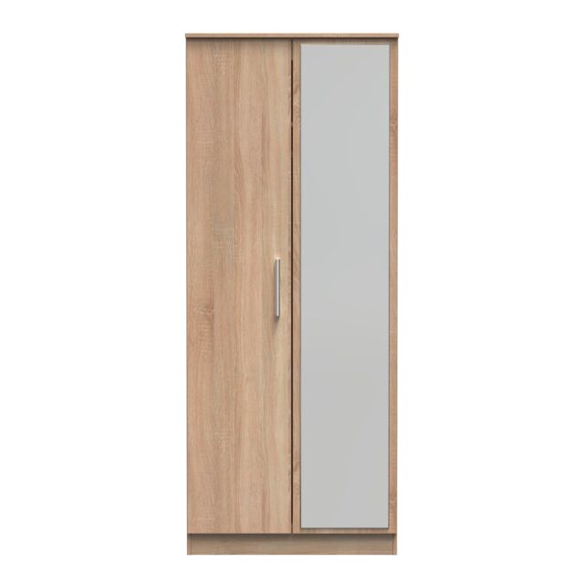 Ready Assembled 2 U Trent 2 Door Mirrored Wardrobe (Ready Assembled) in Light Oak - image 1