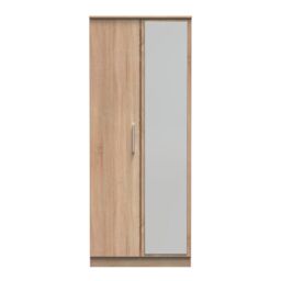 Ready Assembled 2 U Trent 2 Door Mirrored Wardrobe (Ready Assembled) in Light Oak - thumbnail 1