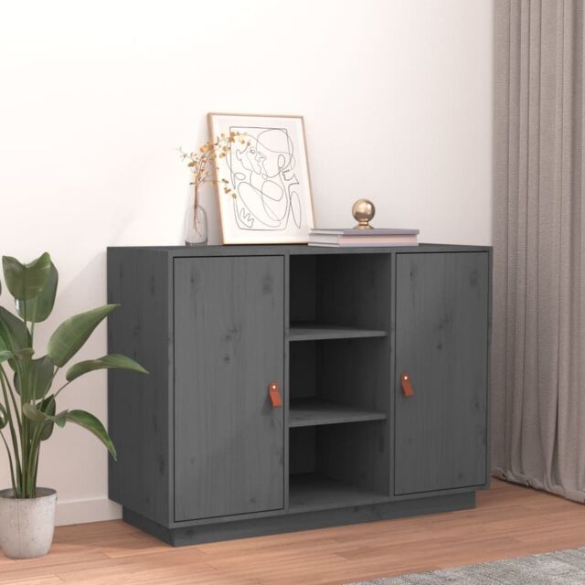Berkfield Home Sideboard Grey 100x40x75 cm Solid Wood Pine - Size: 100 x 40 x 75 cm - image 1