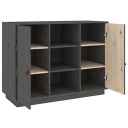 Berkfield Home Sideboard Grey 100x40x75 cm Solid Wood Pine - Size: 100 x 40 x 75 cm - thumbnail 4