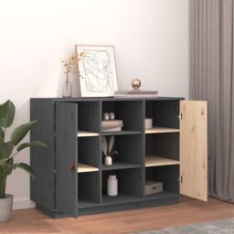 Berkfield Home Sideboard Grey 100x40x75 cm Solid Wood Pine - Size: 100 x 40 x 75 cm - thumbnail 6