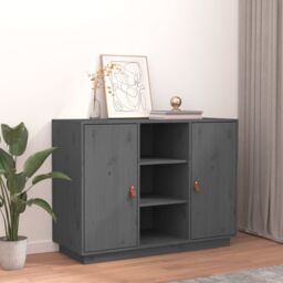 Berkfield Home Sideboard Grey 100x40x75 cm Solid Wood Pine - Size: 100 x 40 x 75 cm - thumbnail 1