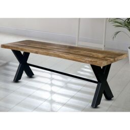Jaipur Furniture Ltd Kerela Bench - Mango Wood/Iron - L44 x W160 x H45 cm - Mango PP Saw Finish in Brown - thumbnail 2