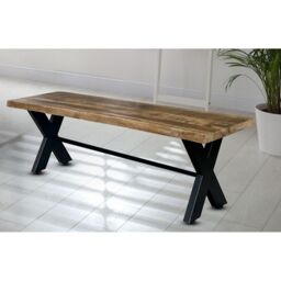 Jaipur Furniture Ltd Kerela Bench - Mango Wood/Iron - L44 x W160 x H45 cm - Mango PP Saw Finish in Brown