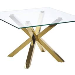 Wyld and Coco Gold Glass Coffee Table Tempered Glass Top Glossy Gold Metal Legs - thumbnail 2