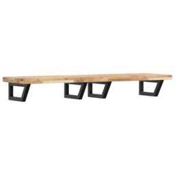 Berkfield Home Basin Shelf Wall Mounted Steel & Solid Wood Acacia in Brown - thumbnail 2