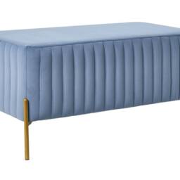 Wyld and Coco Blue Velvet Bench with Gold Metal Legs - 91 x 47 cm - thumbnail 2
