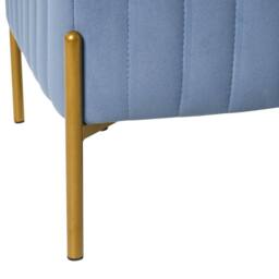 Wyld and Coco Blue Velvet Bench with Gold Metal Legs - 91 x 47 cm - thumbnail 7