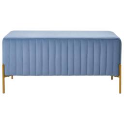Wyld and Coco Blue Velvet Bench with Gold Metal Legs - 91 x 47 cm - thumbnail 3