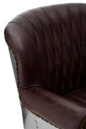 Orsina Elegant Coffee Leather Armchair, Modern Accent Chair With Scrolled Arms, Tufted Backrest Chair, Lounge Chair in Brown - thumbnail 5