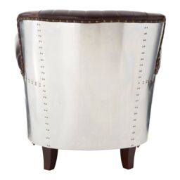 Orsina Elegant Coffee Leather Armchair, Modern Accent Chair With Scrolled Arms, Tufted Backrest Chair, Lounge Chair in Brown - thumbnail 4