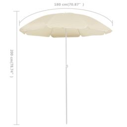 Berkfield Home Outdoor Parasol with Steel Pole Sand 180 cm in Beige - thumbnail 5