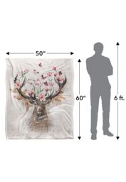 Reinders Floral Deer Silky Touch Super Soft Throw Blanket 152 X 127 cm in White - thumbnail 5