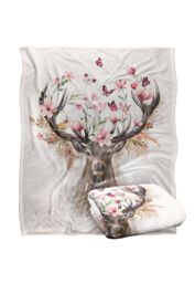 Reinders Floral Deer Silky Touch Super Soft Throw Blanket 152 X 127 cm in White - thumbnail 2