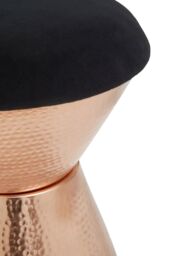 Orsina Copper & Black Stool with Velvet Seat, Hammered Details Makeup Stool, Contemporary Ottoman Footstool in Gold - thumbnail 5