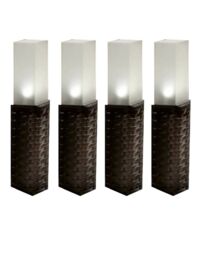Groundlevel Set of 4 Solar Rattan Solar Lights in Brown - thumbnail 4